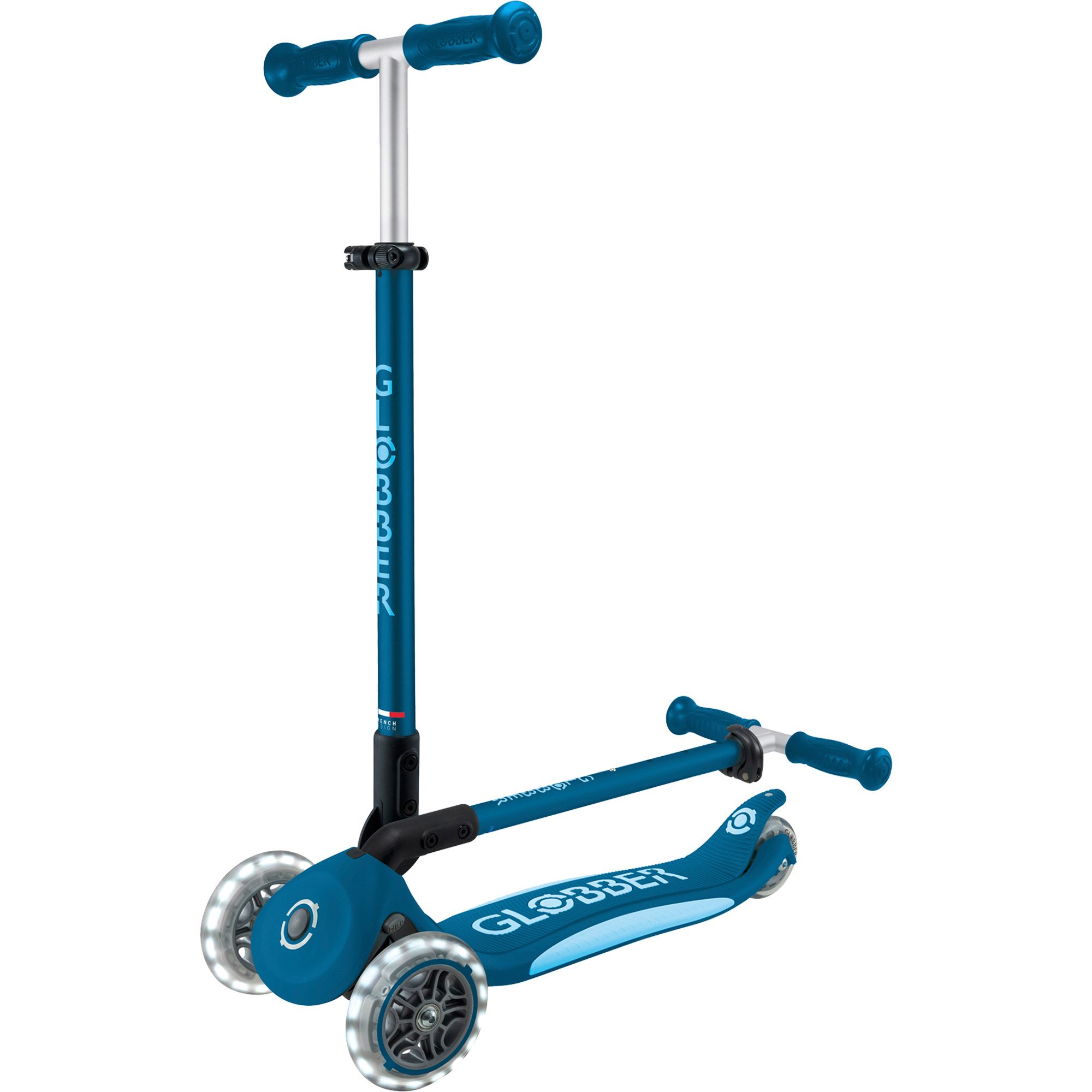 Globber Primo Foldable Lights Plus V2 Scooter Kinder petrole bleu