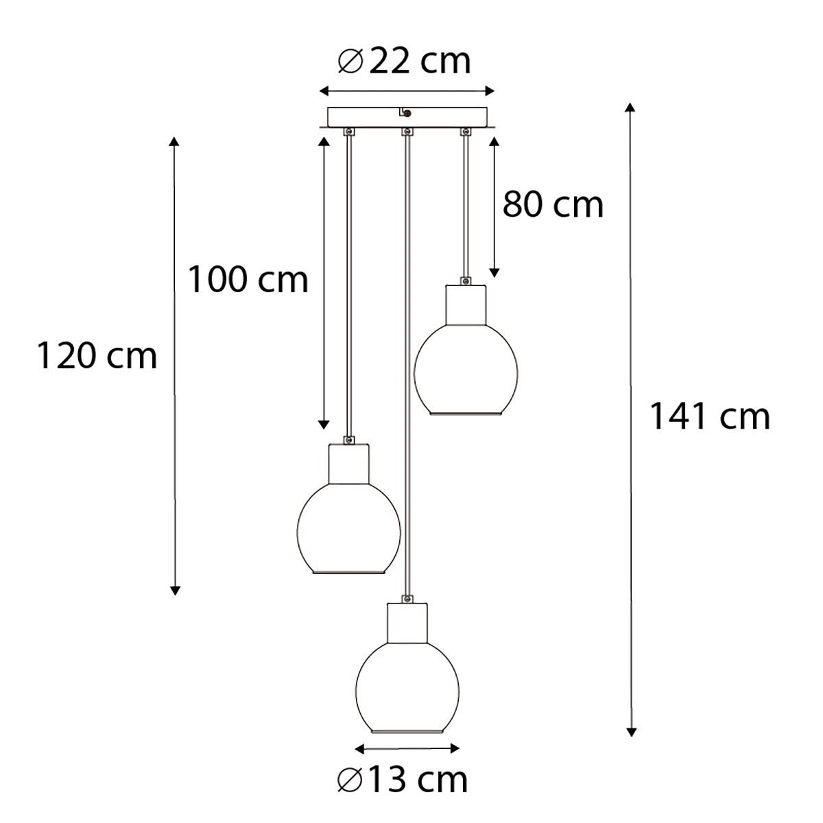Art Deco hanglamp zwart met smoke glas rond 3-lichts - Vidro