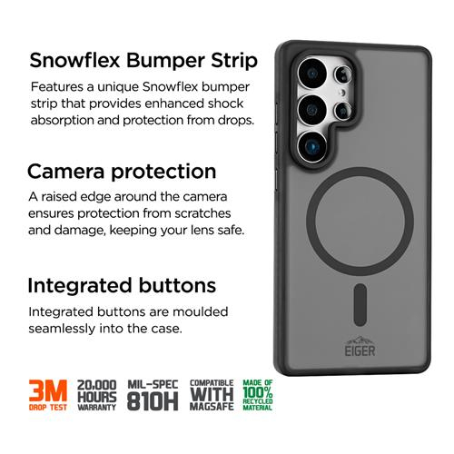 Samsung Galaxy S25 Ultra Blizzard Case GRS Schutzhülle aus Recycelten Materialien MagSafe-Modul (EGCA00840) - Schwarz