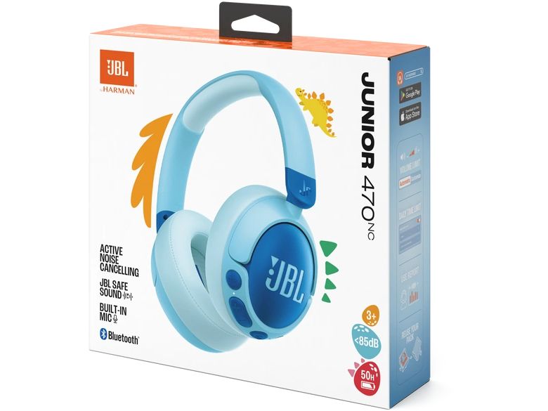 JBL Over-Ear-Kopfhörer Junior 470NC Blau Drahtloser Kopfhörer für Kinder mit Lautstärkenbegrenzung