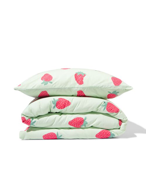 housse de couette coton doux enfant 140x200 fraises
