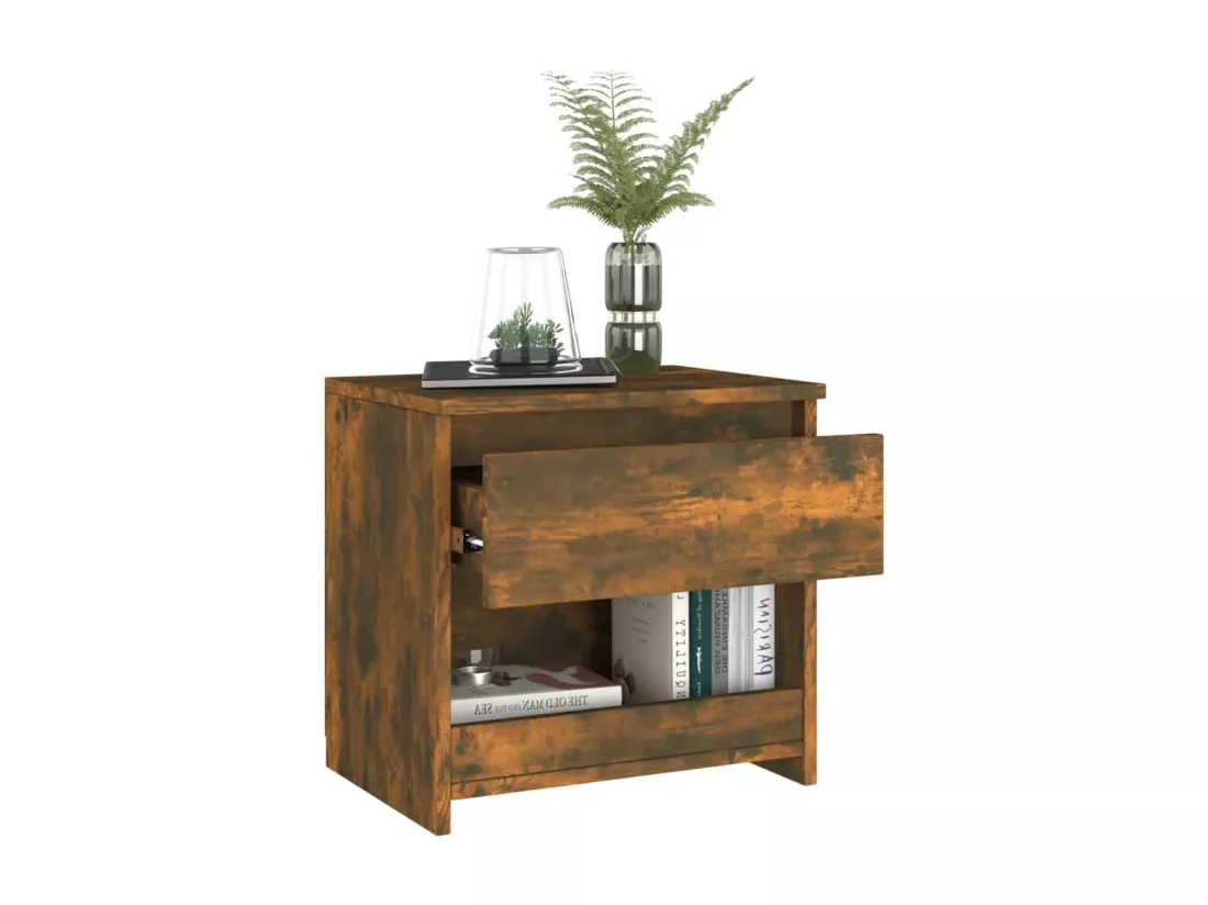 Table de chevet Chêne fumé 40x30x39 cm Bois d'ingénierie