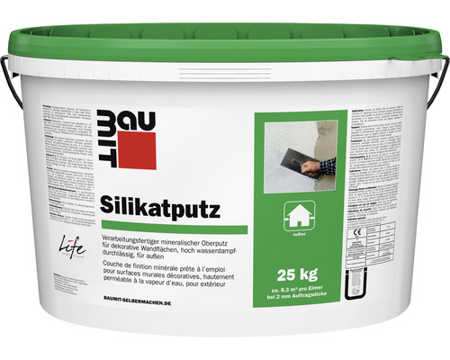 Baumit pasteuze sierpleister, silicaatpleister, krasvast, 1,5 mm, wit, 25 kg
