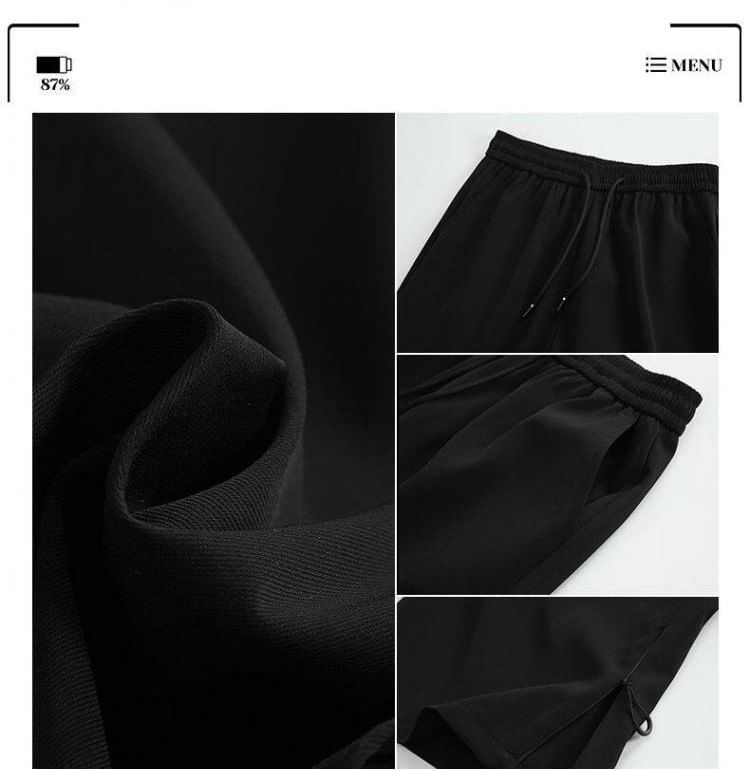 Kimeya - Effen broek met wijde pijpen en trekkoord in de taille