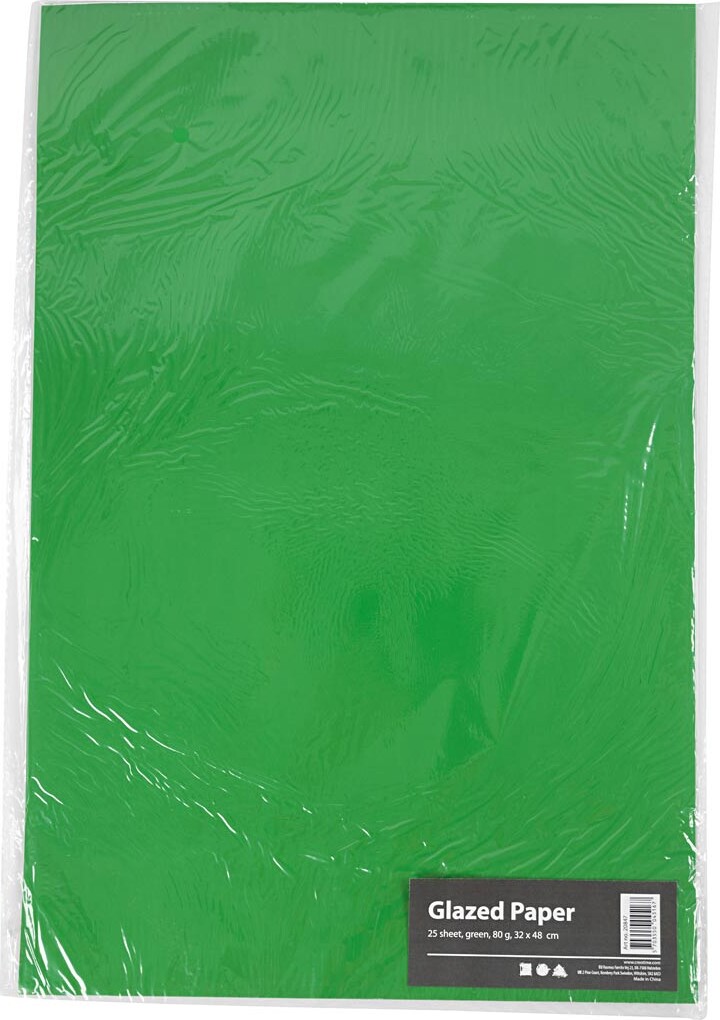Glanspapir - 32X48 CM - 80 G - Grøn - 25 Ark