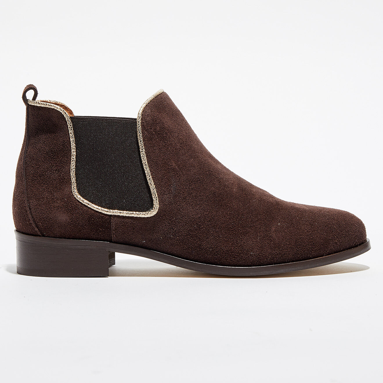Anaki Chelsea Boots en Velours de Cuir chocolat