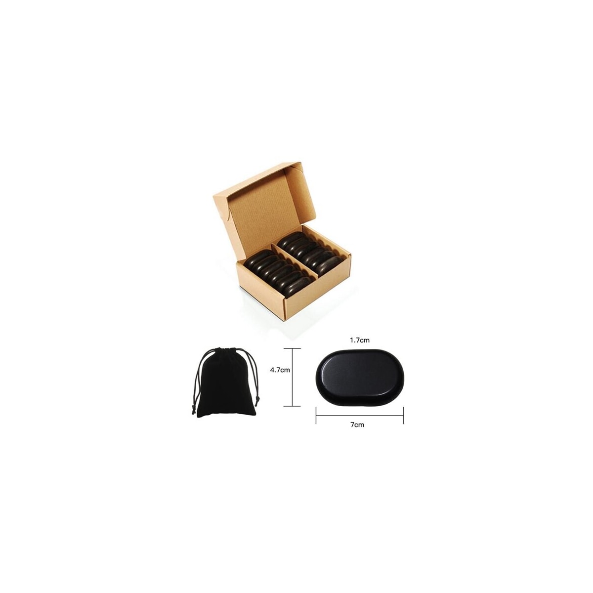 Massasjestener Hot Stone - 12-Pk Small