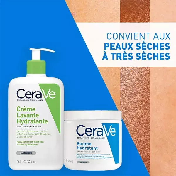 Rotina CeraVe para Pele Atópica: Creme de Limpeza Hidratante 473ml e Bálsamo Hidratante 454g