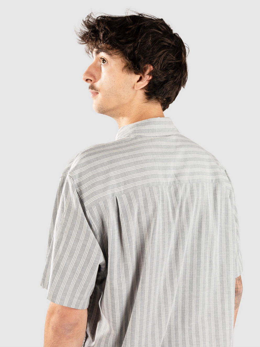 Brixton Cru Oxford Stripe Shirt basalt blue/whitecap strp