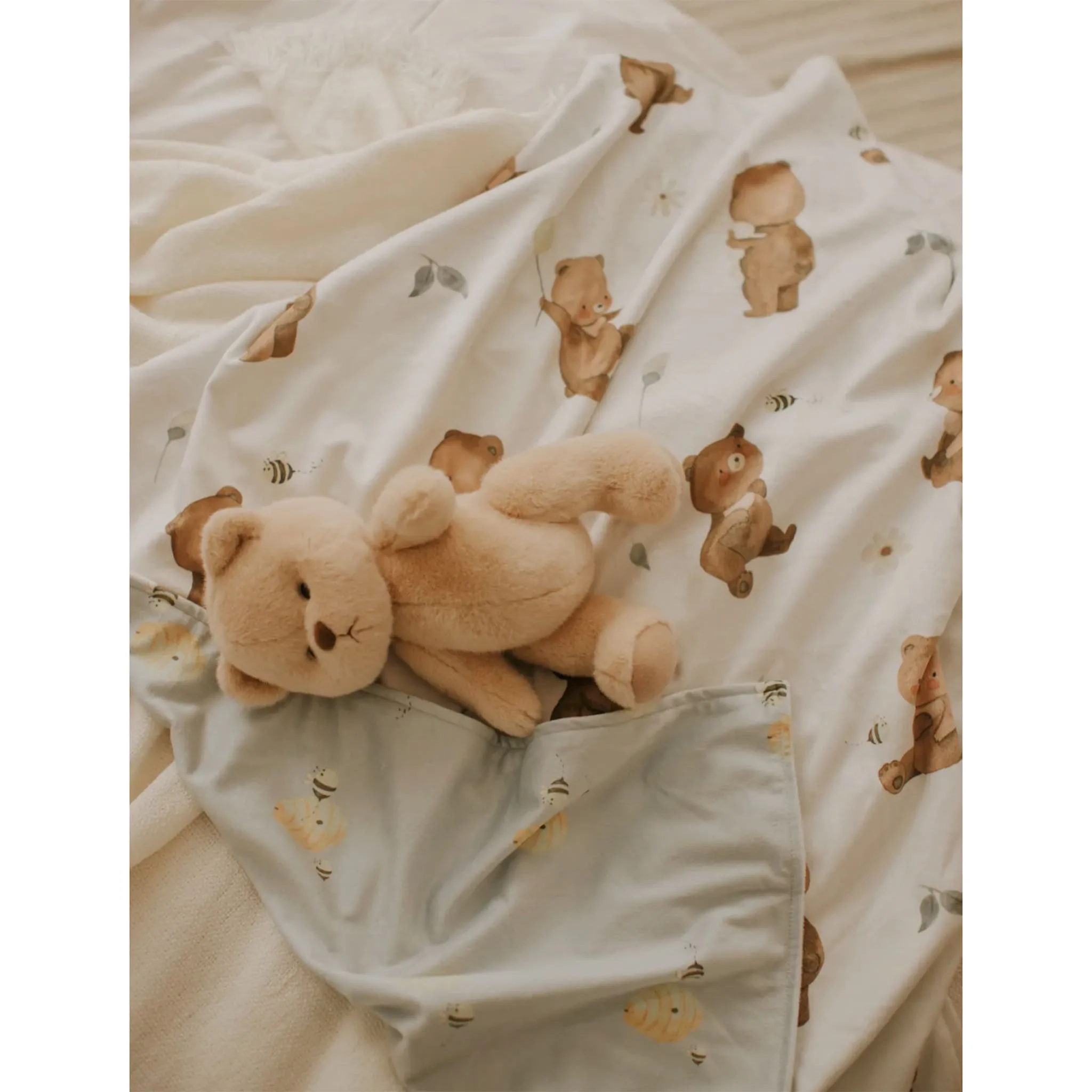 Veille sur Toi Grande Couverture Minky - Petit Ourson