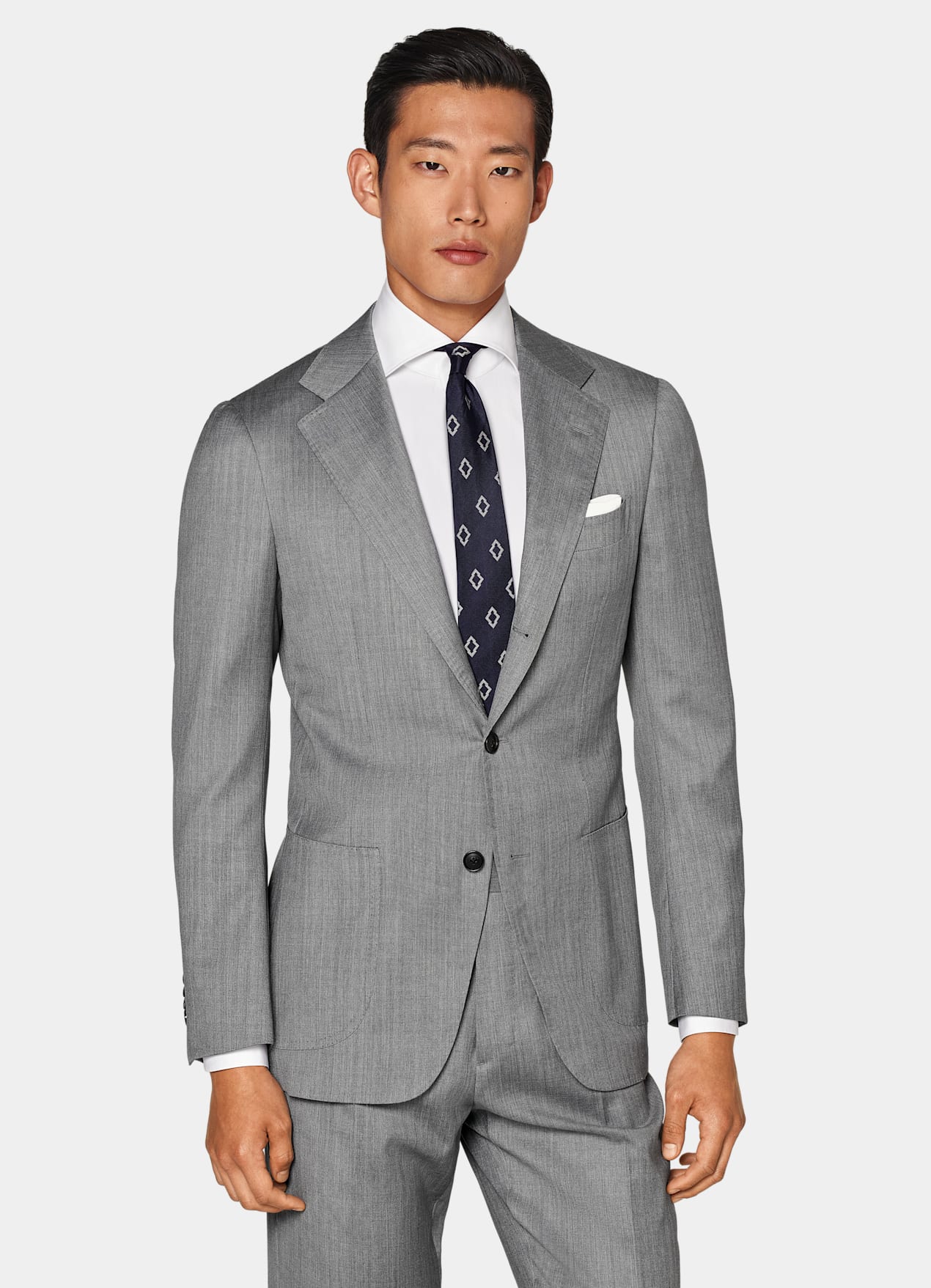Costume Havana coupe Tailored gris moyen à chevrons