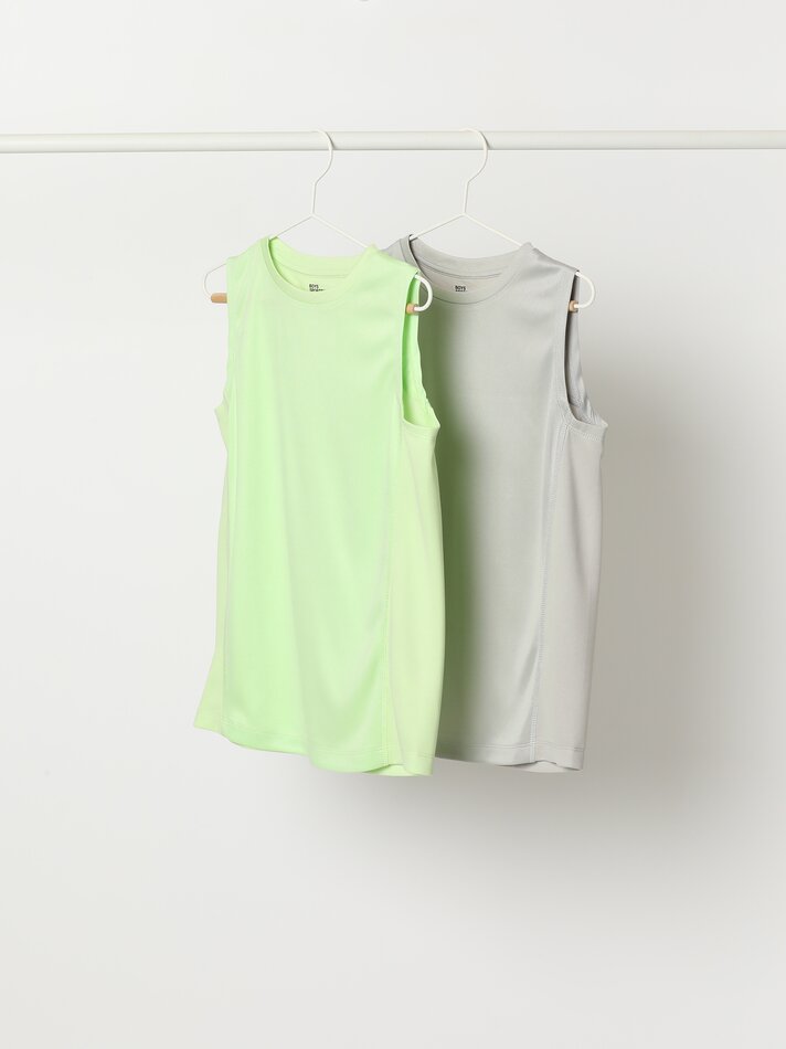 Pacote com 2 camisetas esportivas sem mangas - Amarelo Fluorescente