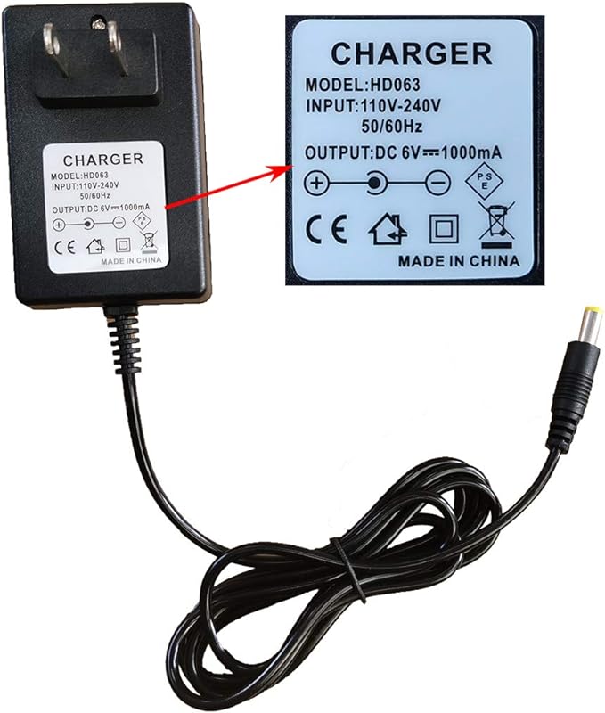 6V Battery Charger for Kids Ride On Toys car 6 Volt Battery Charger for Best Choice Products Hello Kitty SUV Kid Trax Toddler Quad Kidzone Bumper Car Electric Toys Charger