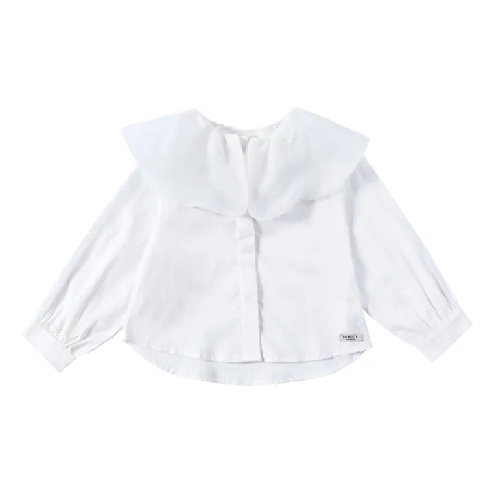 Donsje Blouse Col à Volants Haute en Lin | Ecru