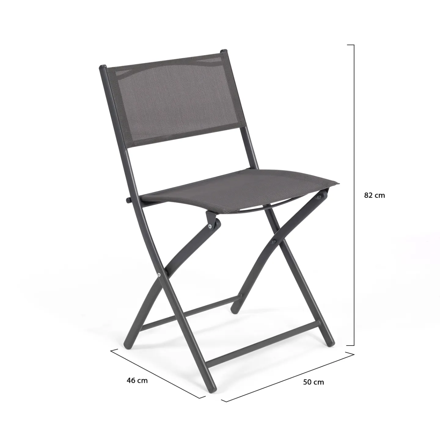 Lot de 4 chaises de jardin pliantes BASTIA métal et textilène gris anthracite