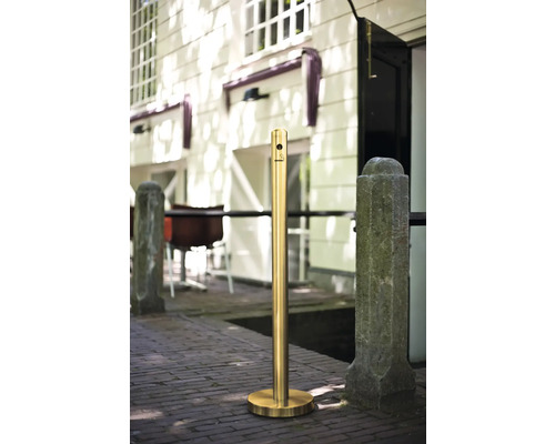 Vrijstaande asbakpaal, roestvrij staal, goud, 104 cm inclusief voet