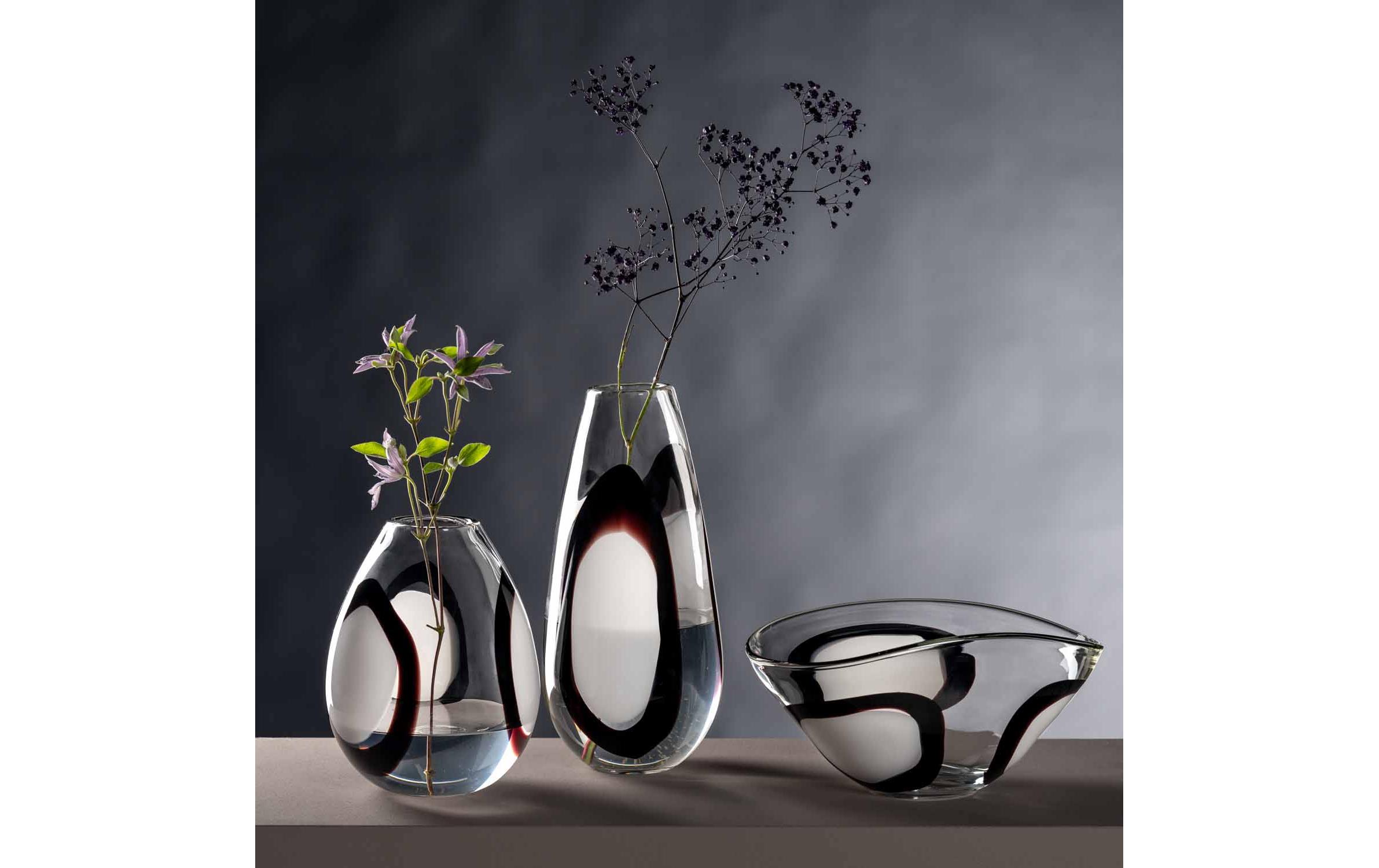 Vase Occhi Bianchi 38 cm, Weiss<br>Glasvase