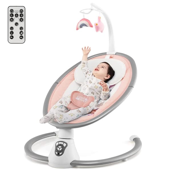 Elektrisk babyswing babyrocker med 5 huskenivåer 65,5 x 71,5 x 76 cm rosa