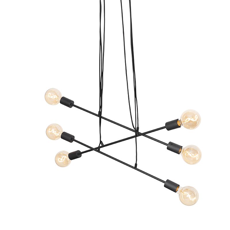 Moderne hanglamp zwart 80 cm 6-lichts - Sydney