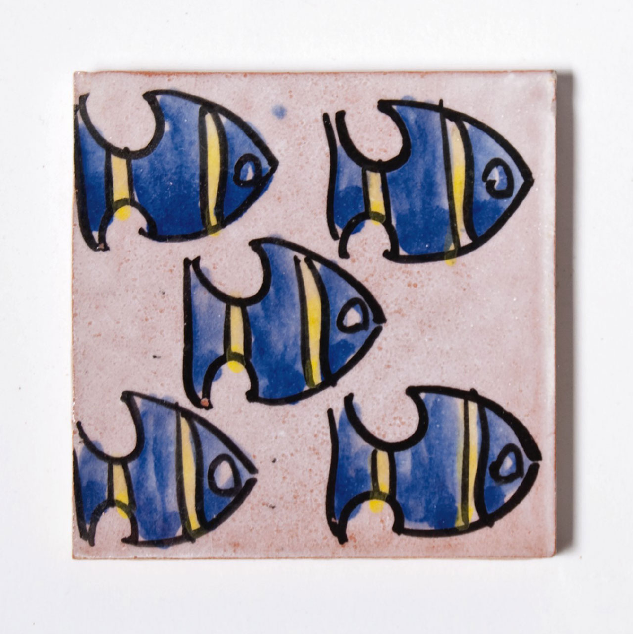 handglasierte Kachel 'skalar', altrosa/lila, L 10 cm, B 10 cm, H 1cm von fischer's lagerhaus