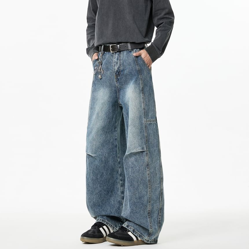 GRAYCIOUS - Mid Rise Washed Wide Leg Jeans