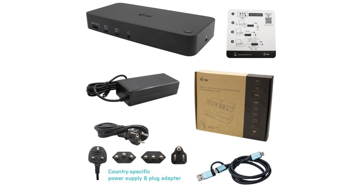 i-tecUSB 3.0/ USB-C/Thunderbolt 4K PD dockingstation  (Zwart, 100 Watt)