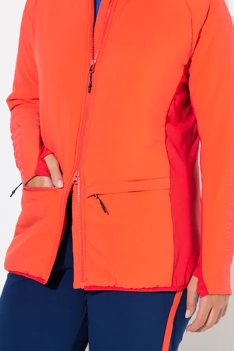 Funktionsjacke, Kapuze, Stehkragen, 2-Wege-Zipper, korallenrot