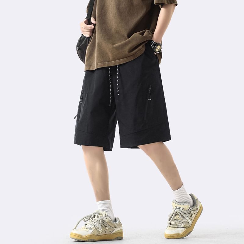 Capbrew - Effen cargoshorts met elastische taille