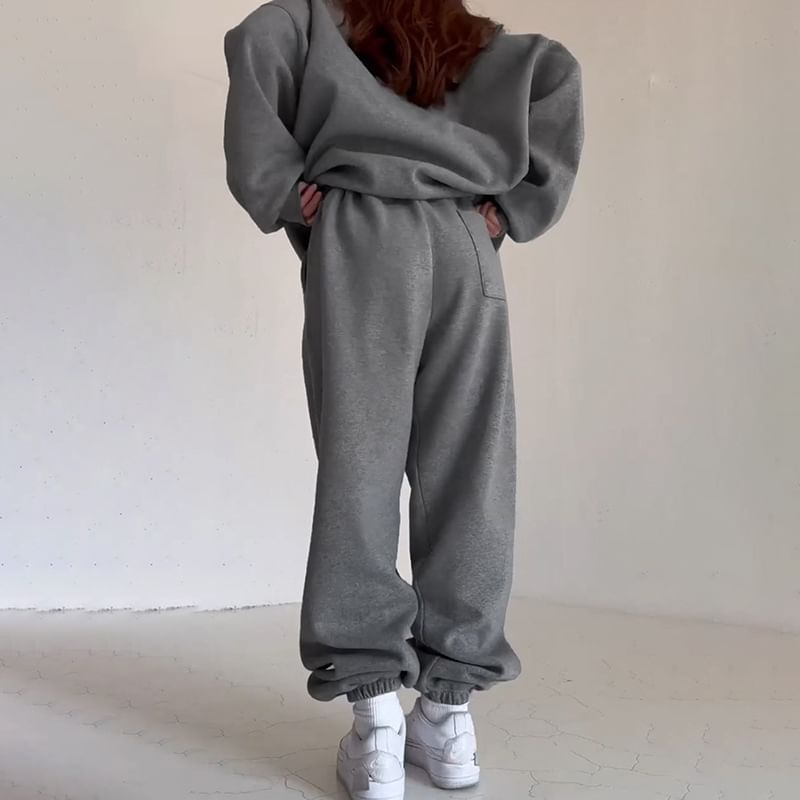Cincine - Melange baggy joggingbroek met trekkoord in de taille
