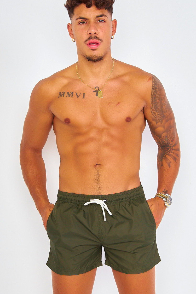 Short de bain vert foncé uni