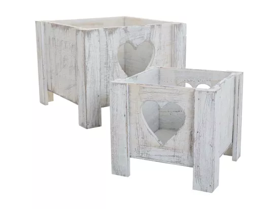 Ensemble de 2 paniers en bois blancs