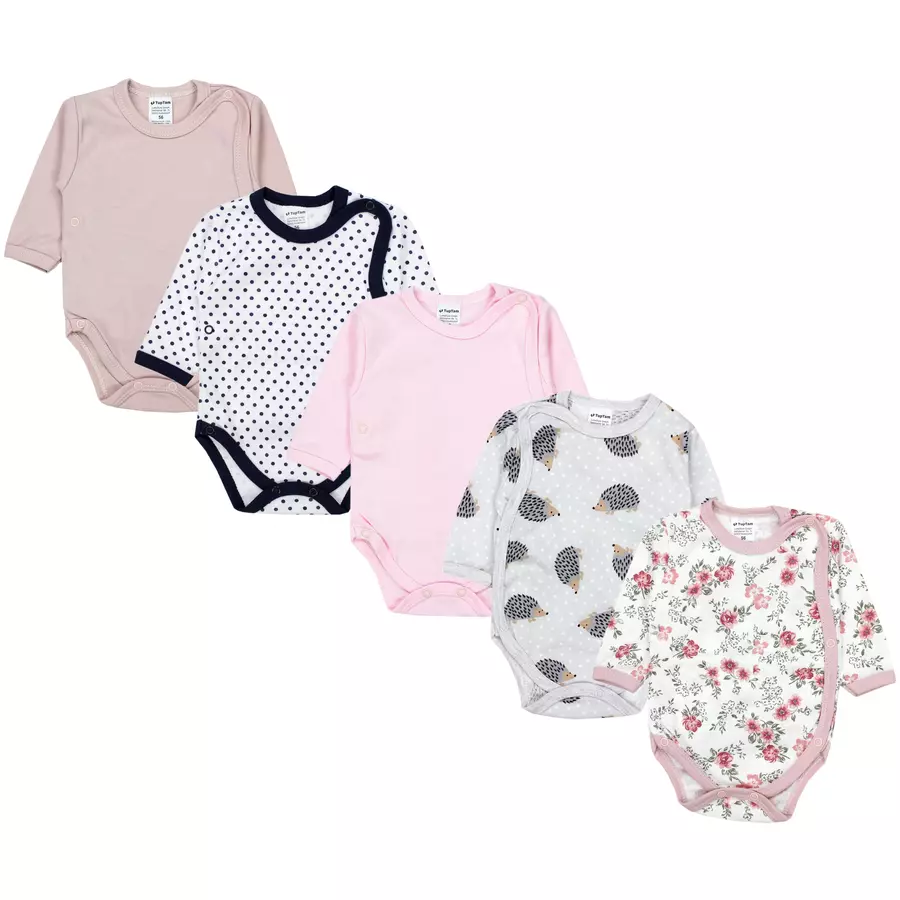 TupTam Baby Langarm Wickelbody im 5er Set pastellrosa