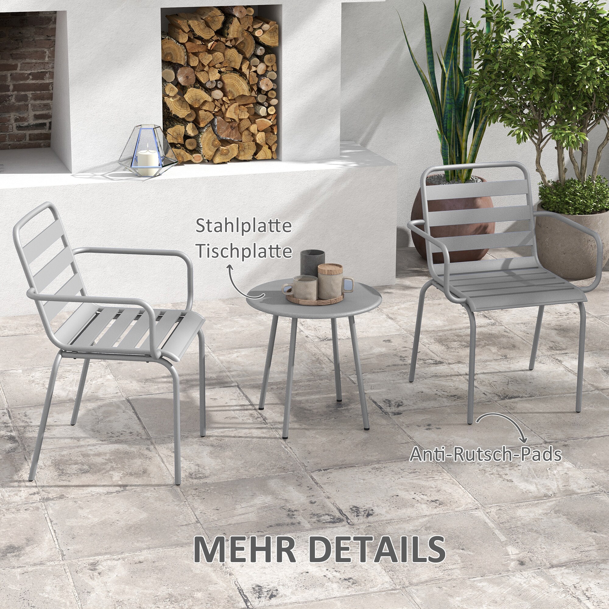 Outsunny Gartenmöbel-Set mit 2 Stühlen grün 51L x 58B x 78H cm