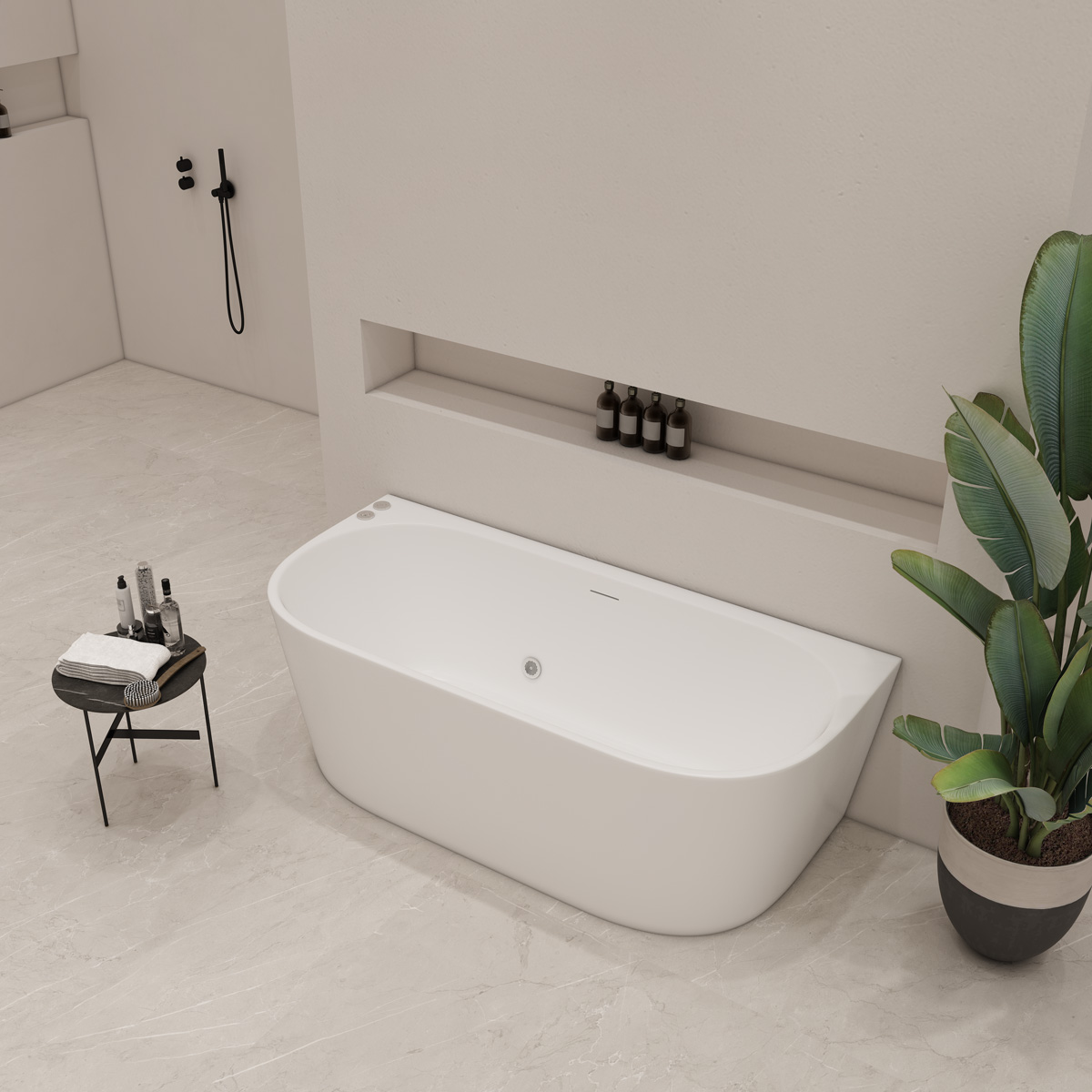 Saniclear Freshline bubbelbad 180x80cm wit mat pneumatisch 12 aerojets chroom