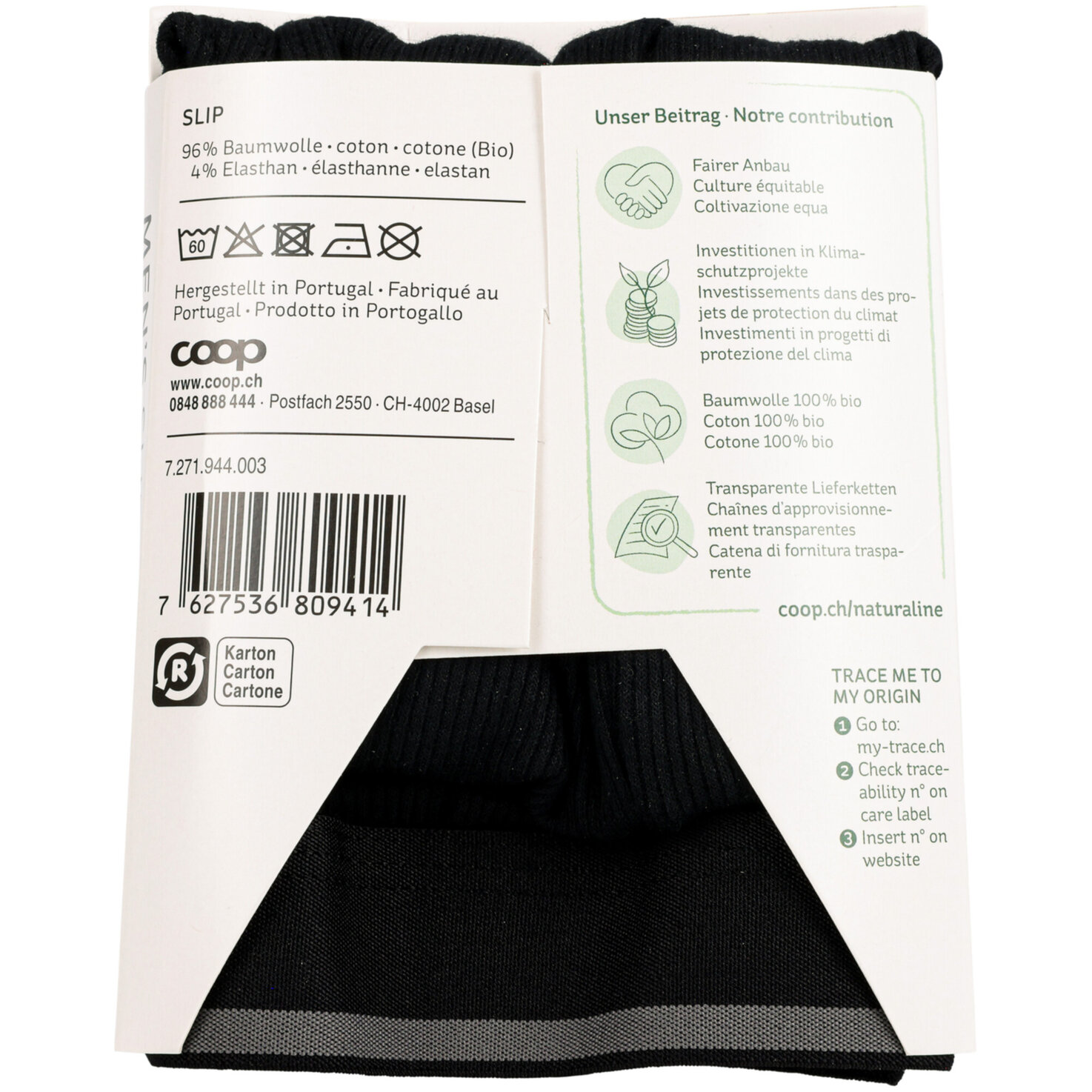 Naturaline Textil Herren Slip schwarz L