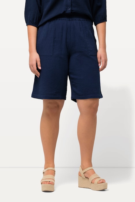 Shorts Rose, Musselin, weites Bein, Elastikbund