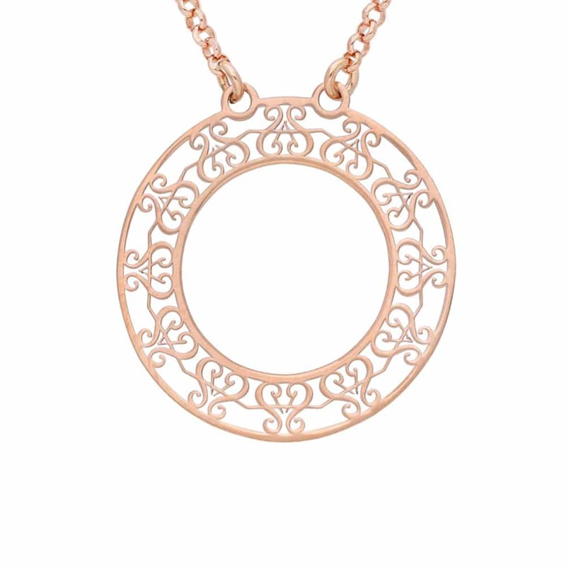 Collier Argent Motif Orus Rose