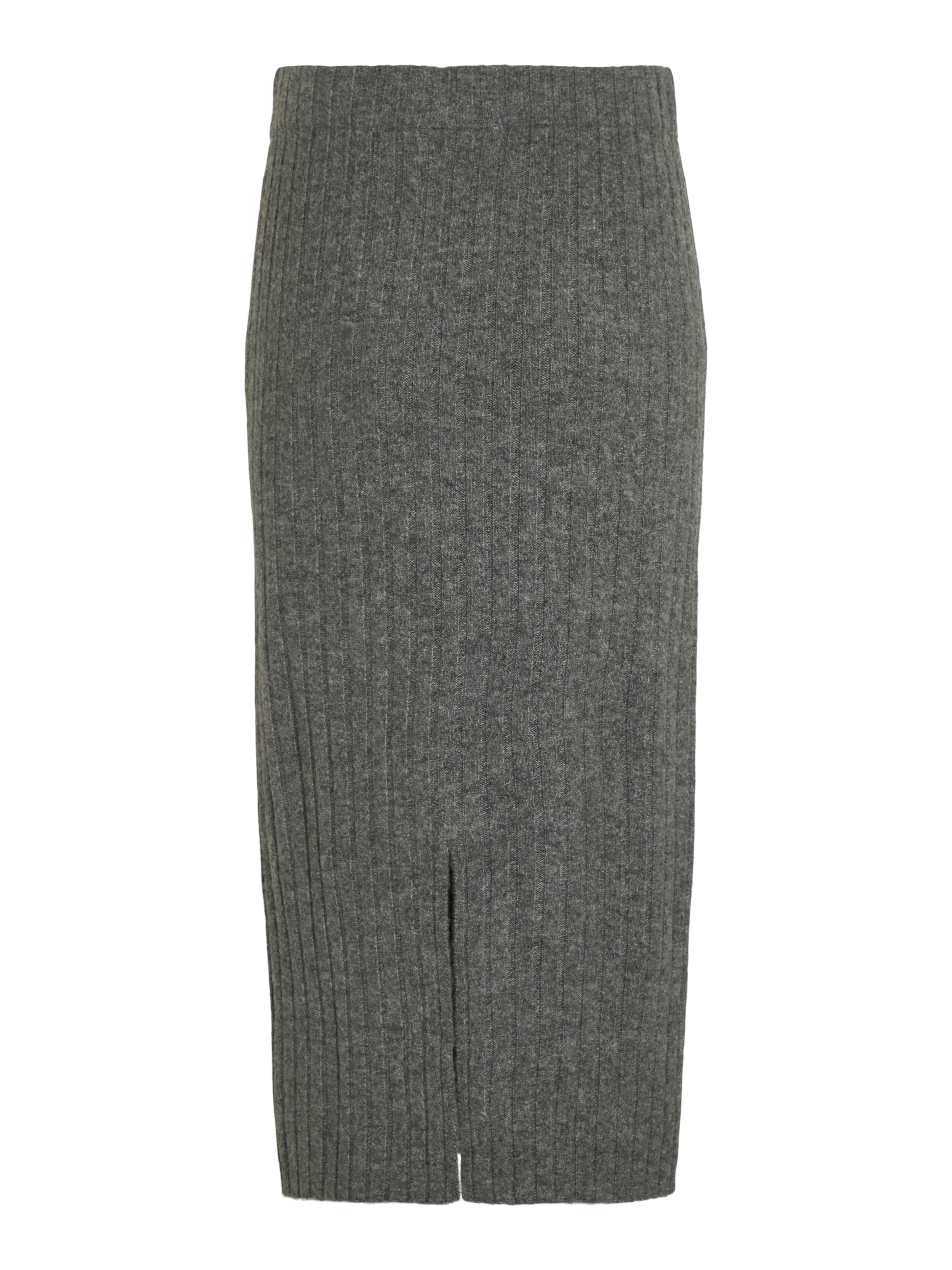 Vila  Vimiraz ribstrikket midi nederdel - Medium Grey Melange