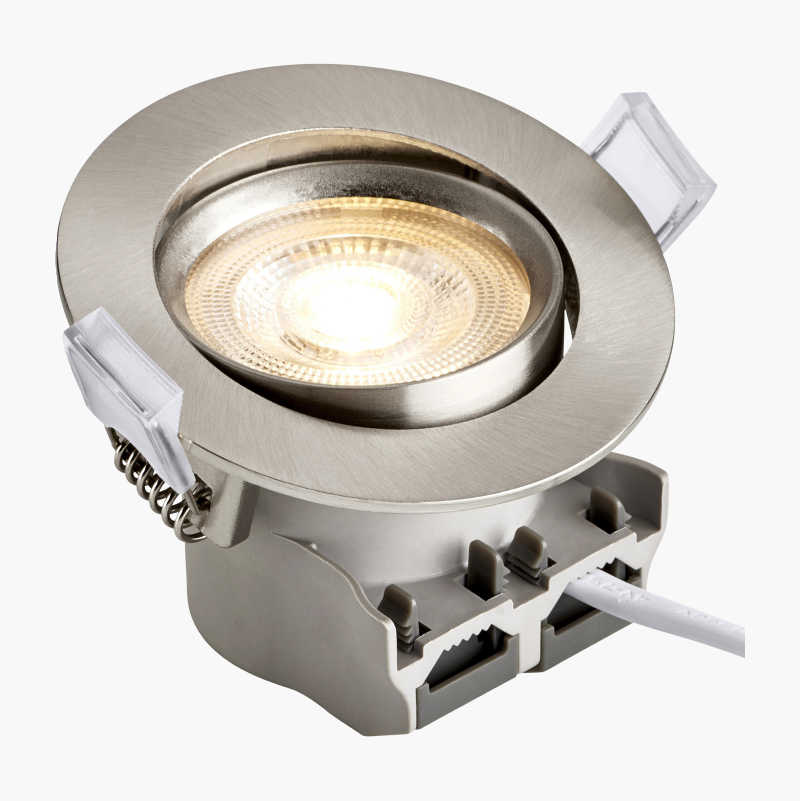 Innbyggingsspot LED, IP20, børstet nikkel