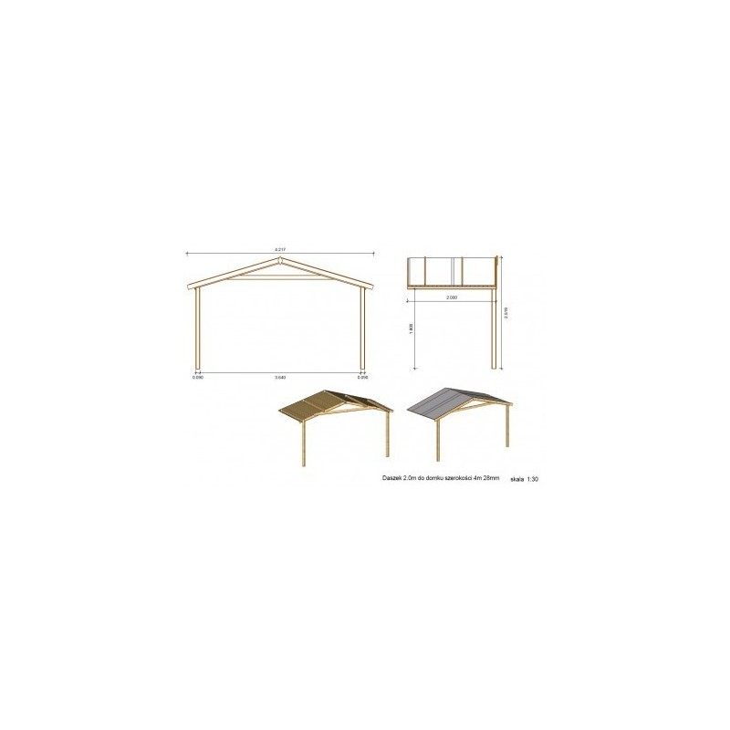Abri de jardin en bois - 24m2 - 4x4m - traité - ep. 28mm - couleur: marron