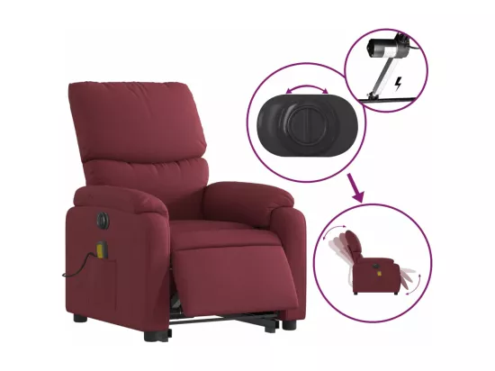 Fauteuil inclinable massant électrique Rouge bordeaux Tissu