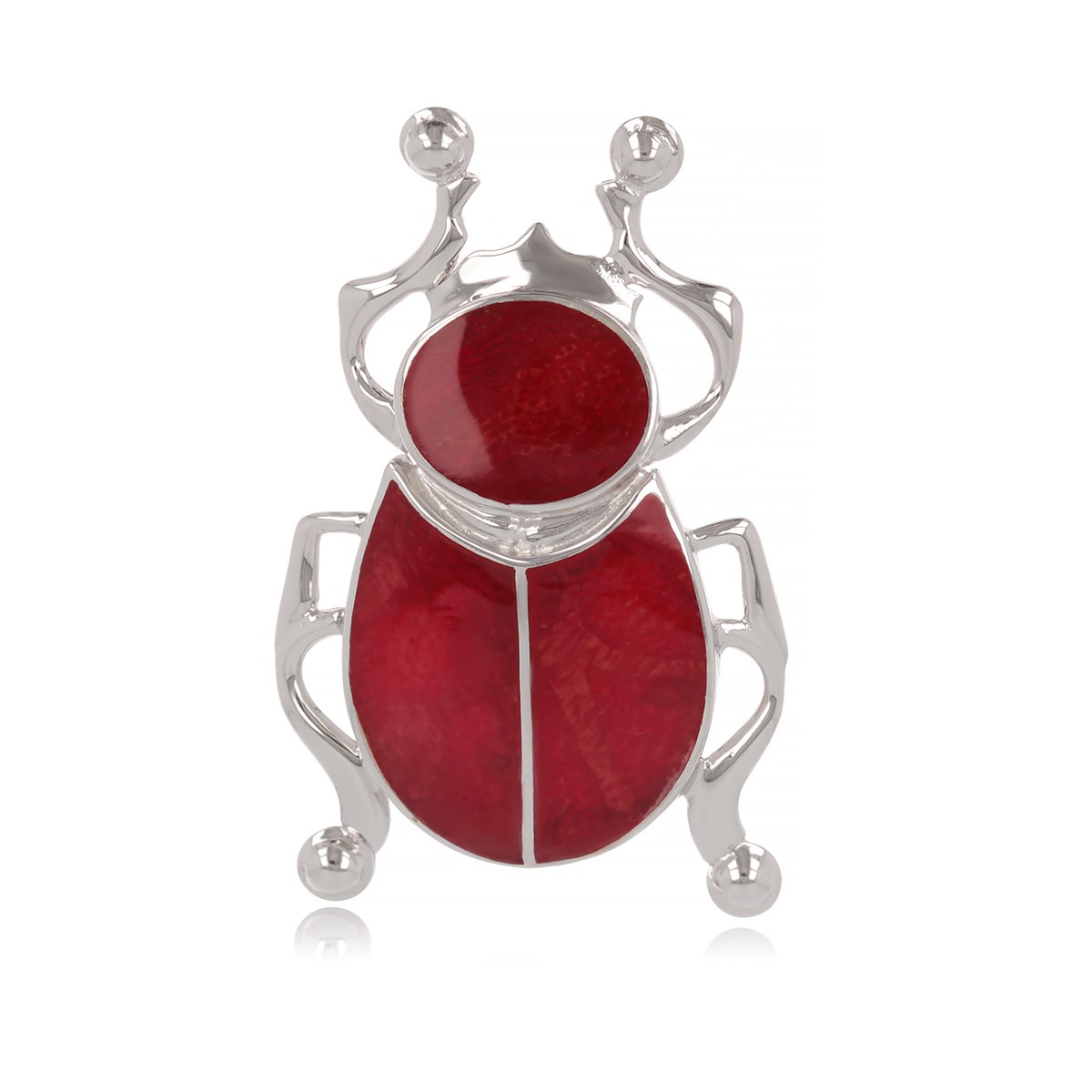 Pendentif Scarabée en Corail Rouge sur Argent 925 - Bijoux Égyptien | Aden