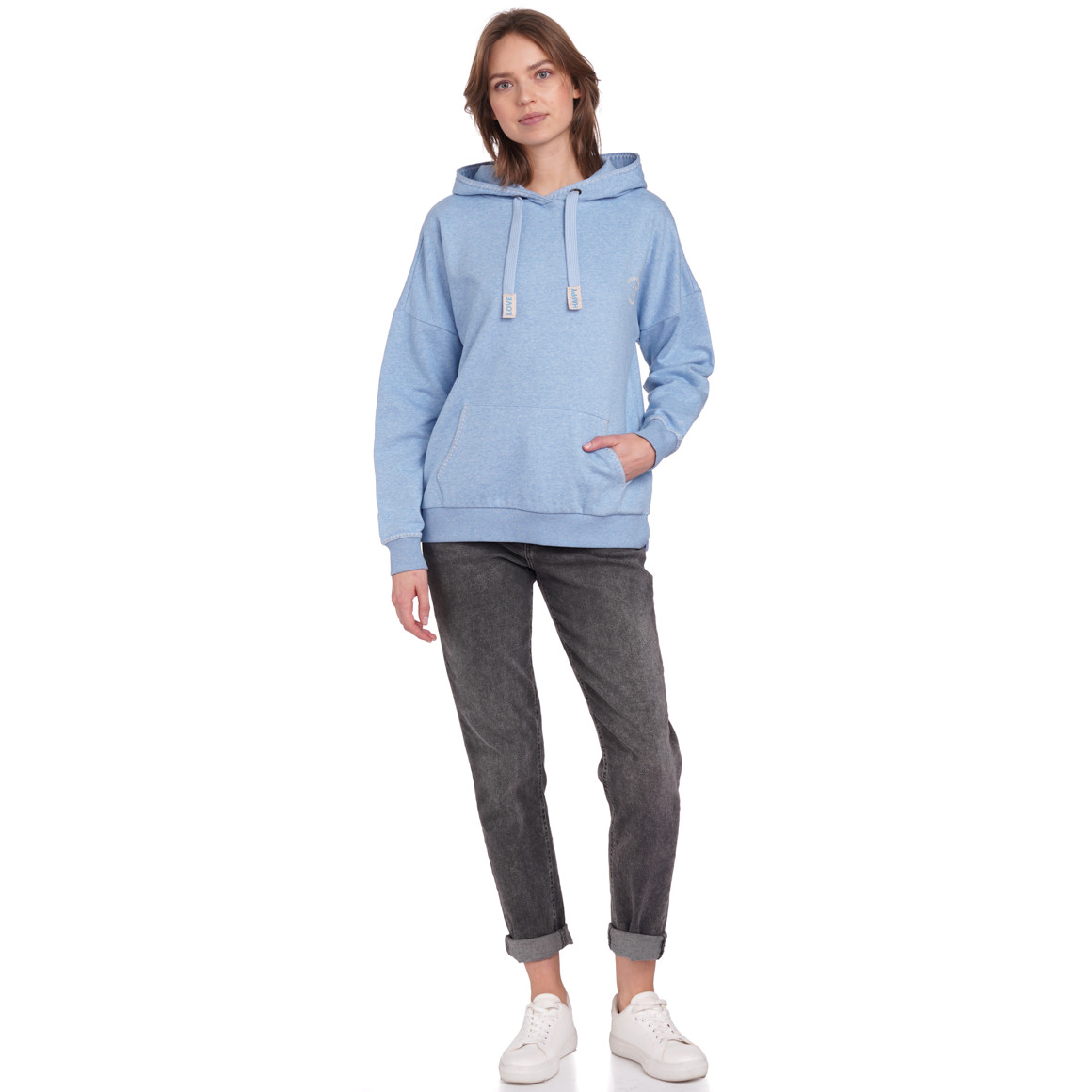 Gina Damen Hoodie meliert hellblau