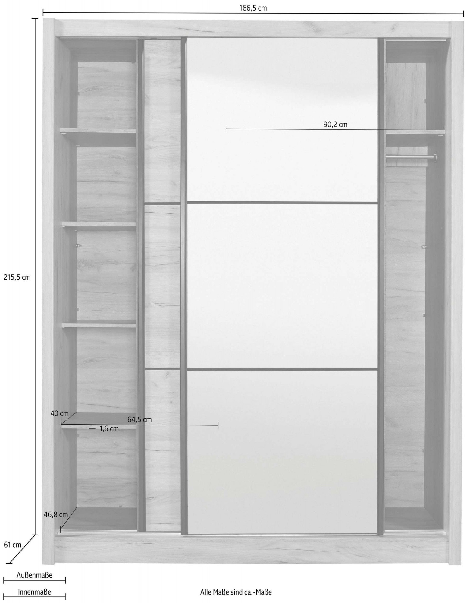 INOSIGN Schwebetürenschrank »Navara Kleiderschrank Wäscheschrank« in 3 Breiten, mit kompletter Innenausstattung, FSC®-zertifiziert