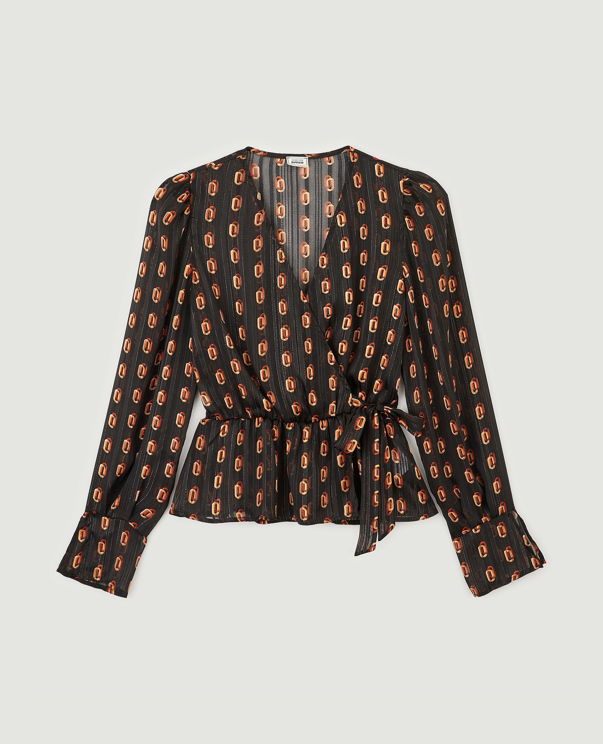 Blouse cache-cœur fils métallisés - Noir
