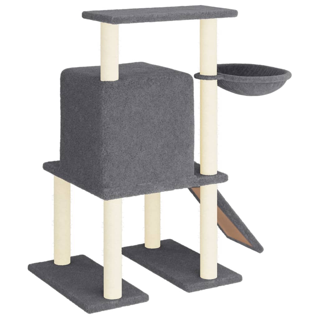 Arranhador para gatos vidaXL com hastes de sisal cinza escuro, 96,5 cm
