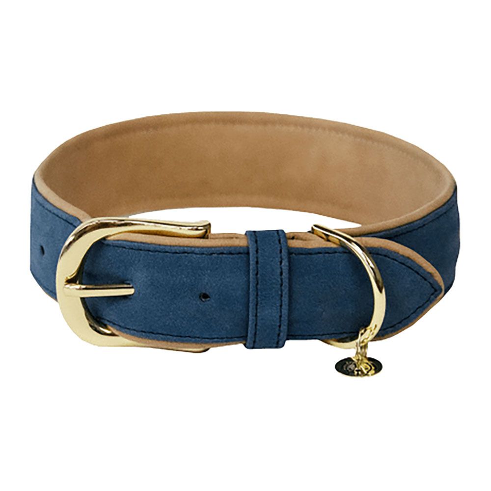 Kentucky CUIR VEGAN -  Collier pour chien navy/beige