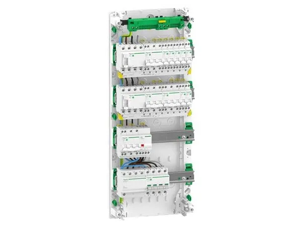 SCHNEIDER ELECTRIC Færdigmonteret Resi9 XP PW gruppetavle, 4 rækker 13M: 1xAFB 1xSPD   2xRCD   7xC10A 1PN   2xC16A 3PN   1xC10A 3PN og 1xRCBO C20A 3PN
