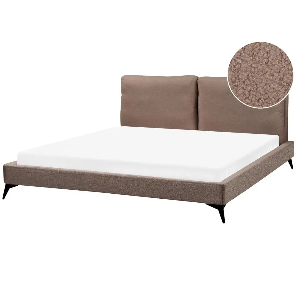 MELLE - Tweepersoonsbed - Bruin - 180 x 200 cm - Bouclé