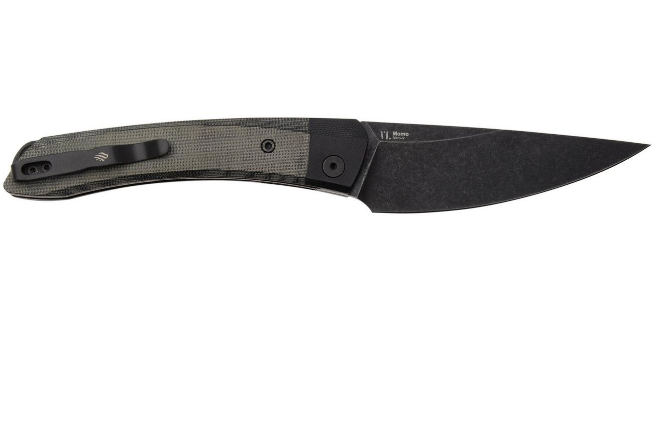 Kizer Vanguard Momo V4663A1 Blackwashed Nitro-V, Black G10 and Grey Micarta, zakmes, Vladimir Legachev design